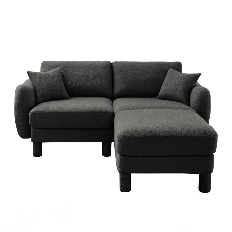 2-seater Loveseat Sofa Couch With Distinctive Shell-shaped Armrests And Removable Ottoman