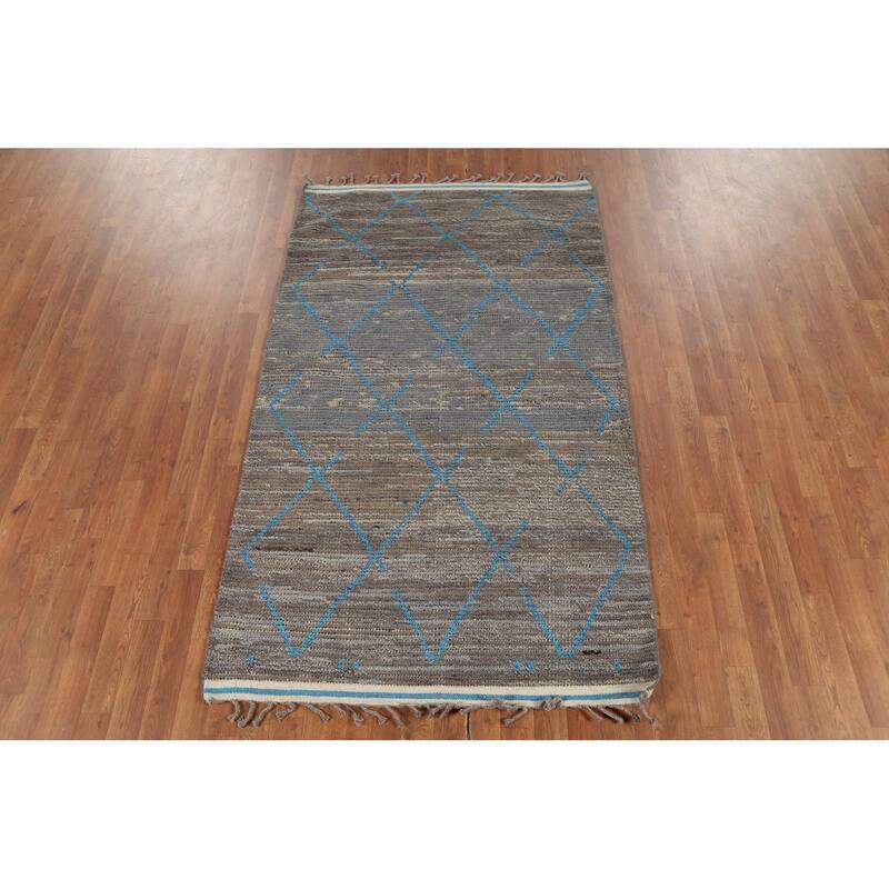 Trellis Moroccan Oriental Area Rug Hand-Knotted Wool Carpet - 4'0"x 6'10"
