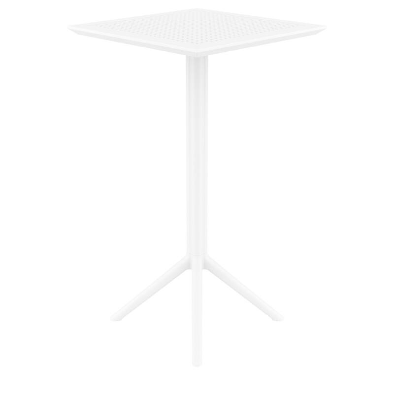 42.5" White Folding Square Outdoor Patio Bar Table