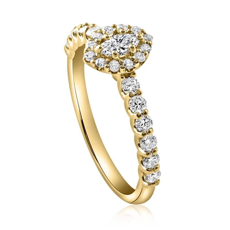 3/4Ct Marquise Halo Diamond Engagement Wedding Ring Set in White or Yellow Gold