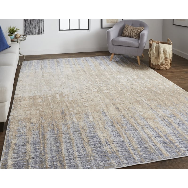 Wuna Power Loomed Distressed Abstract Modern Non Skid Area Rug By HomeRoots - 8' x 10'