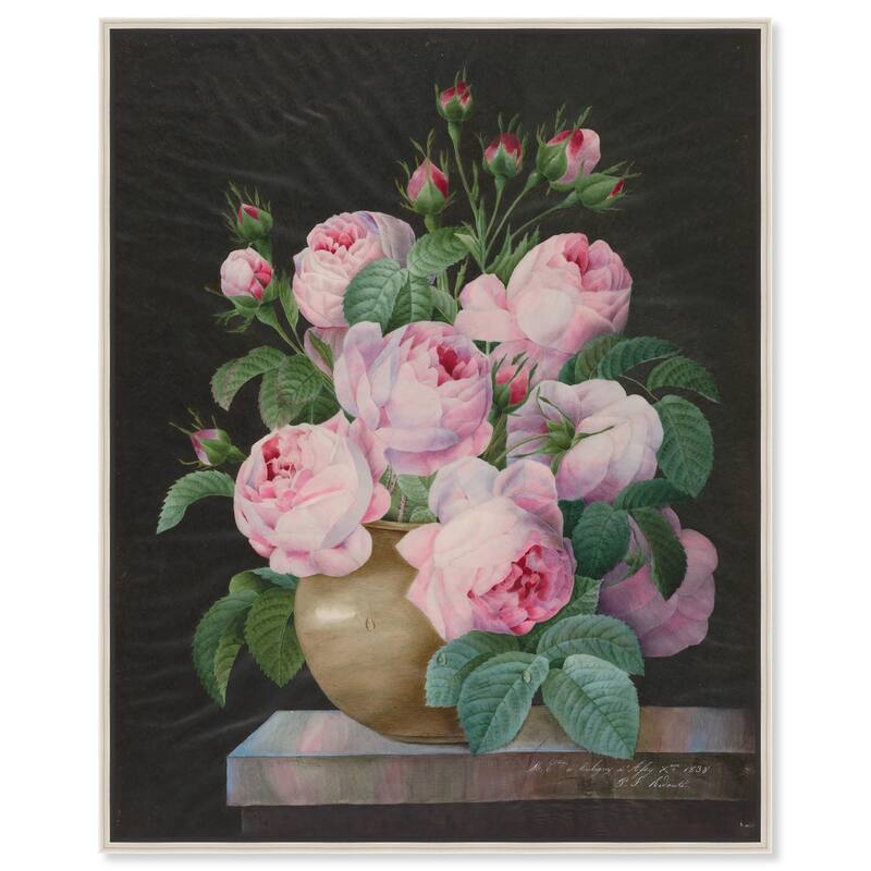 Pink Roses in a Vase Canvas by Art Remedy - Silver - 24" x 30"
