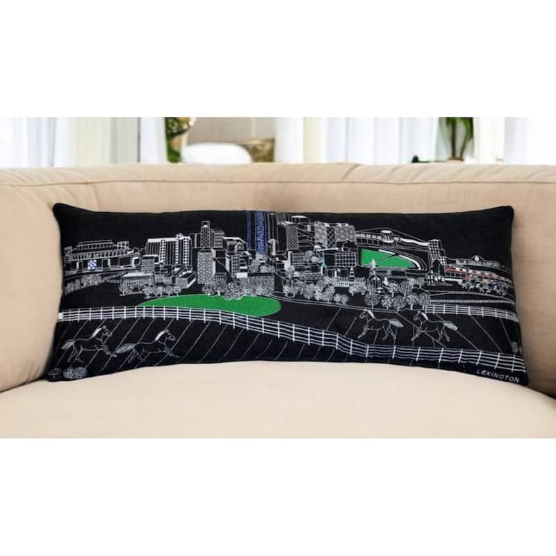 HomeRoots 35" Black Lexington Nighttime Skyline Lumbar Decorative Pillow - Bed Rest - Polyester
