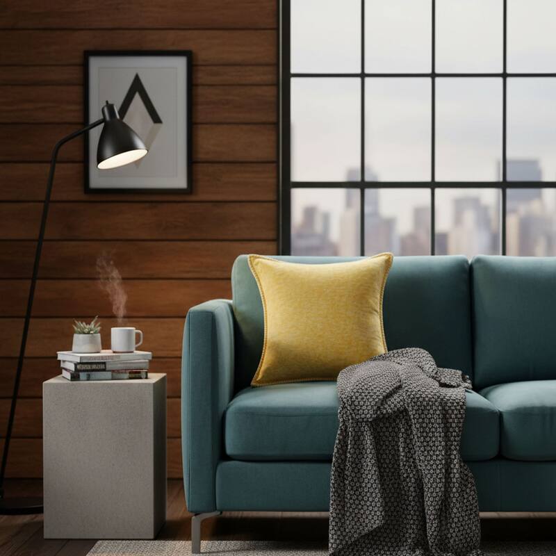 Textured Throw Pillow with Stitched Contrast Edge Set of 2