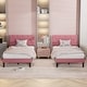 preview thumbnail 36 of 65, VECELO Upholstered Kids Bed Frame with Diamond Tufted Headoard,Twin Size Bed Set of 2