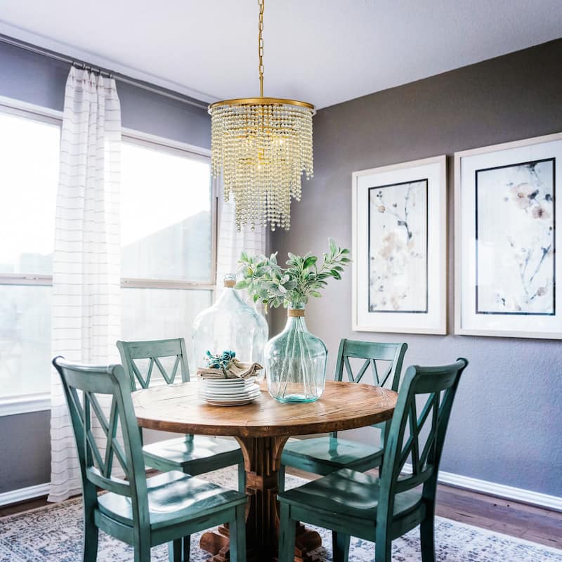 OB - Glam And Elegant 5-Light 18" Cone Shape 3-Tier Glass Chandelier - W 18"