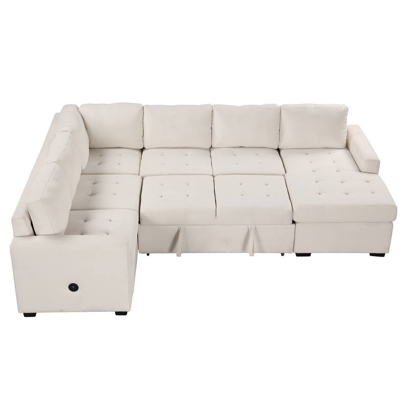 108.3'' U-Style 6-Seat Sofa with Pull-Out Bed