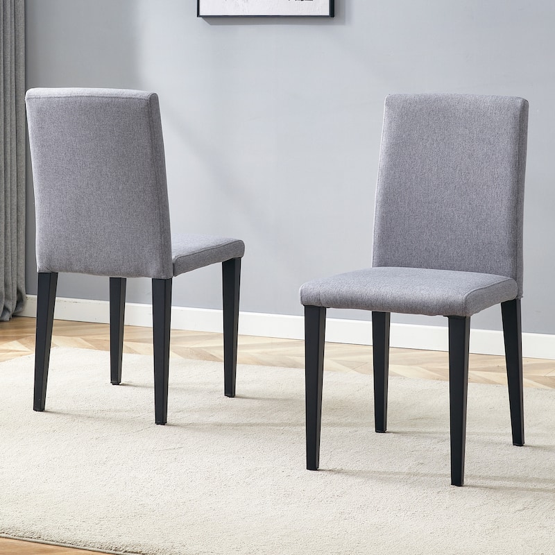 Armless Dining Chair Set of 2 Linen Upholstered Dining Chair with Metal Frame Kitchen Side Chairs Leisure Chairs - Light Gray