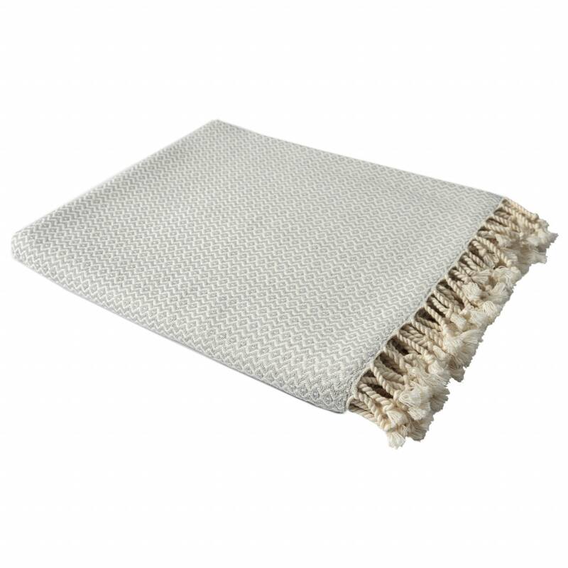 50" X 60" Gray Woven Cotton Geometric Throw Blanket with Fringe