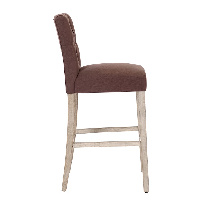 Carter 29" Button Tufted Bar Stool (Set of 2) Antique Gray Finish