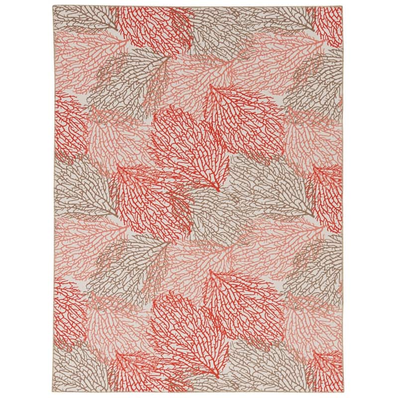 Haylee Machine Washable Coral Ivory and Coral Area Rug