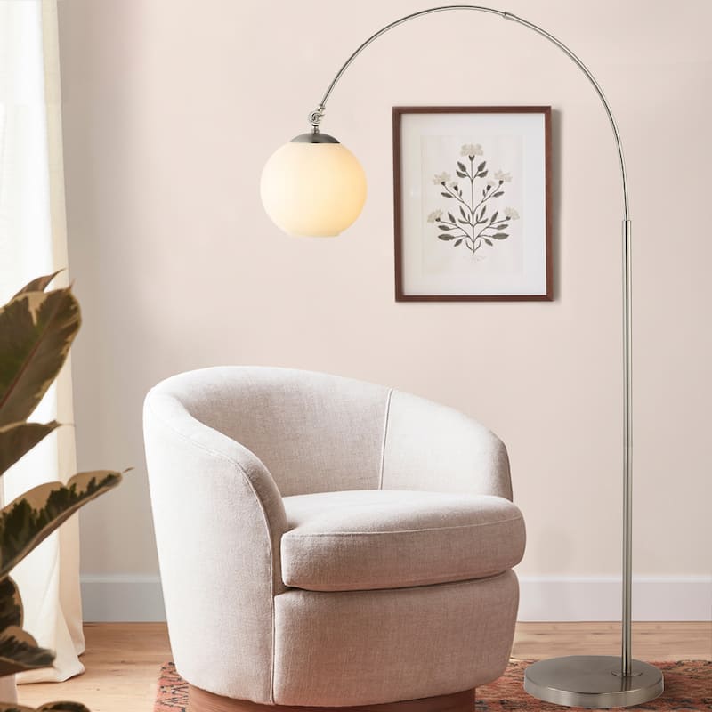 Tavira 71" Coastal Vintage Iron LED Floor Lamp, Brass Gold/White by JONATHAN Y