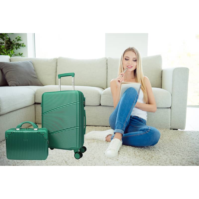 World Traveler 2-Piece Carry-on Vanity Trunk Luggage Set