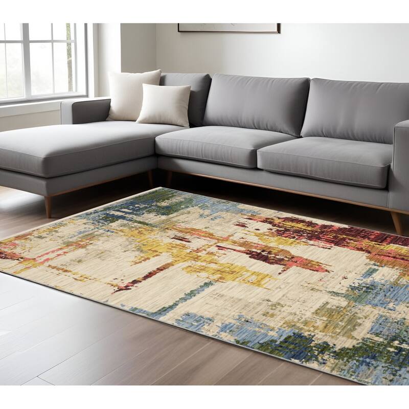 HomeRootsAbstract Modern Rectangle Area Rug - 116.54' X '78.74' X '0.32