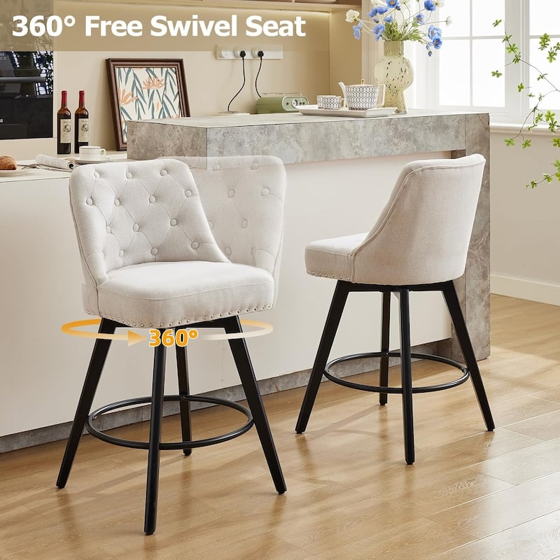 Bar Stools Set of 2, Modern Swivel Counter Height Bar Stools