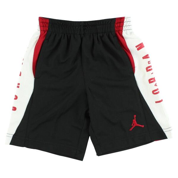 Shop Jordan Boys Jumpman Stripe Shorts Black Black Red White
