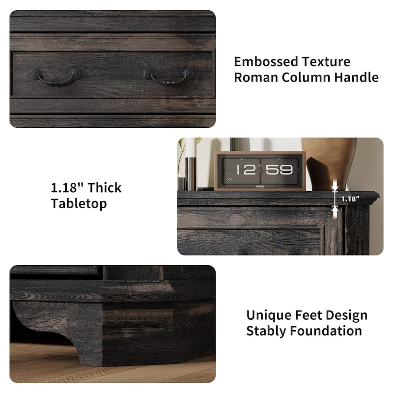 Vintage 5 Drawers Dresser, Bedroom Storage Cabinet, Dressers Organizer