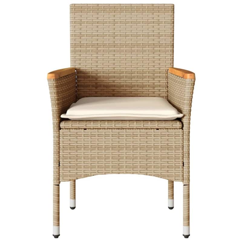 vidaXL Patio Chairs with Cushions 2 pcs Beige Poly Rattan - 20.9 x 24.0 x 32.7"