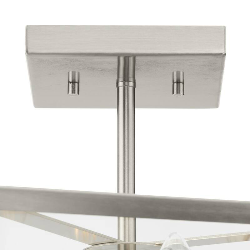 Hillcrest Collection 13 in. Four-Light Brushed Nickel Transitional Semi-Flush Mount Light - 13 in x 13 in x 11 in