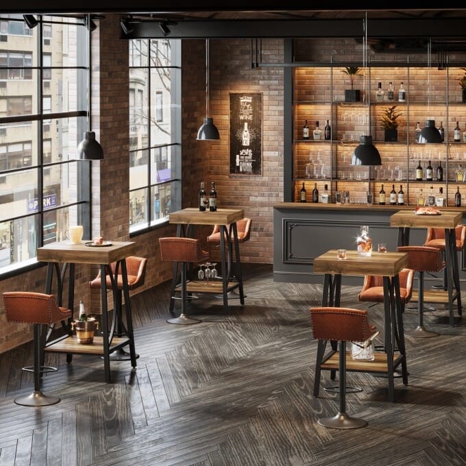23.62-Inch Small Bar Table, 2-Tier Industrial High Pub Table