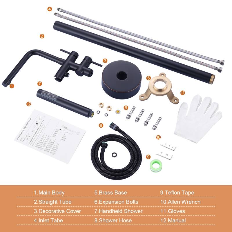 WOWOW 2-Handle Freestanding Longer Spout Tub Faucet with Handshower