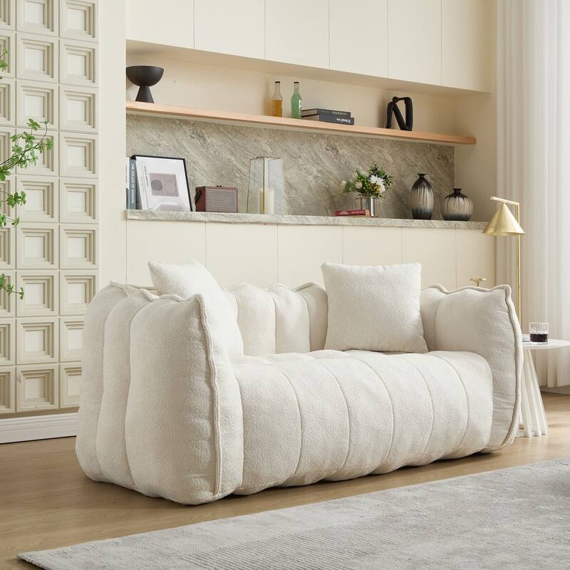 66-Inch Chenille Upholstered Loveseat with Pillows
