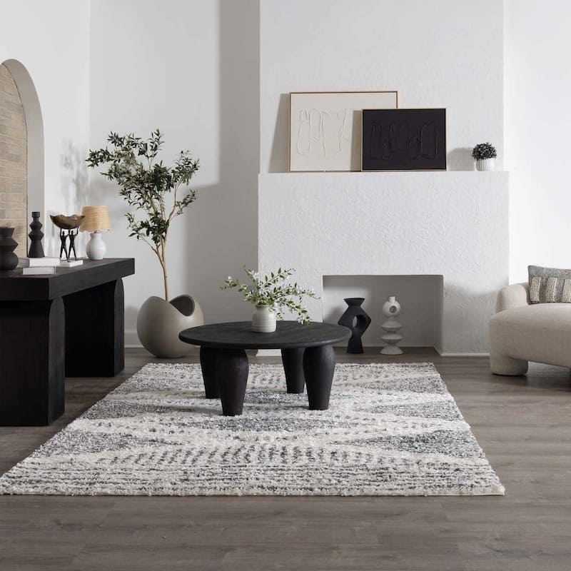 Hauteloom Lux Shag Collection Moroccan Farmhouse Shaggy High Plush Pile Area Rug