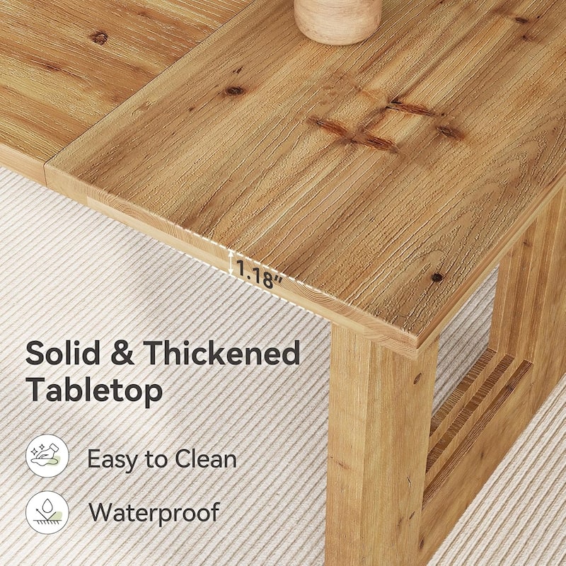 Solid Wood Dining Table for 6 People, 63-Inch Rectangle Farmhouse Kitchen Table - 63" W x 31.5" D x 29.5" H