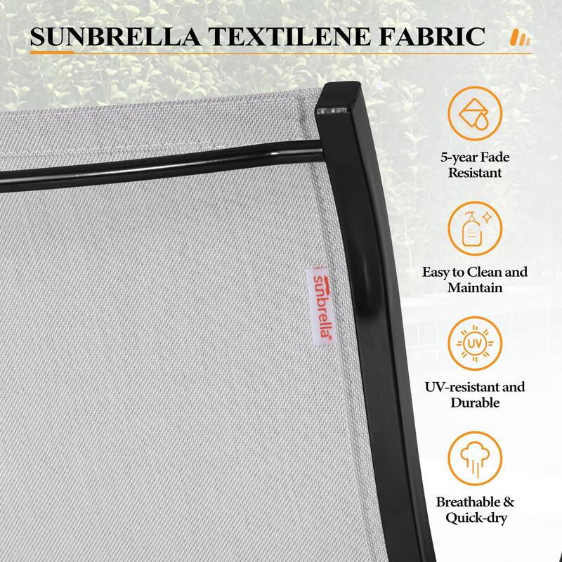 11-Piece Outdoor Aluminum Dining Table and Swivel Sunbrella Dining Chairs with Umbrella and Base Set