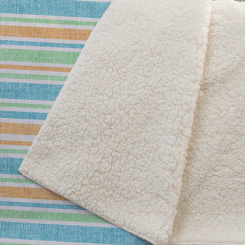 Premium Machine Washable Modern Stripe Sherpa Throw Blanket