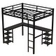 preview thumbnail 4 of 10, Full Metal Loft Bed with Desk and Shelves, Black