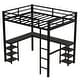 preview thumbnail 4 of 10, Multifunctional Design Loft Bed with Desk, Shelves, Ladder and Guardrails, Full Size, Black with Black Desk