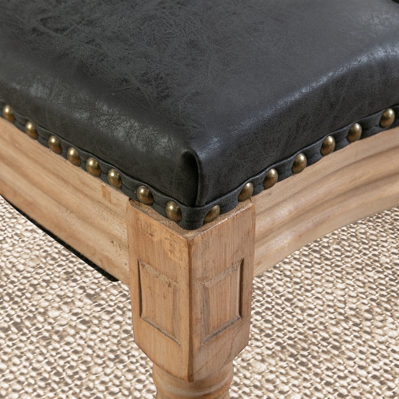 French Country Solid Wood Fabric Dining Chair Set of 2