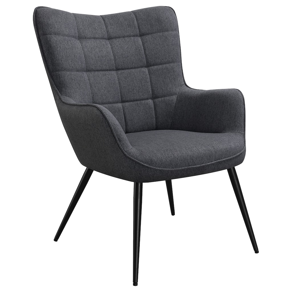 Upholstered Flared Arms Accent Chair with Grid Tufted