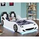 preview thumbnail 2 of 13, Wooden Twin Size Car Bed with LED Strip Lighting