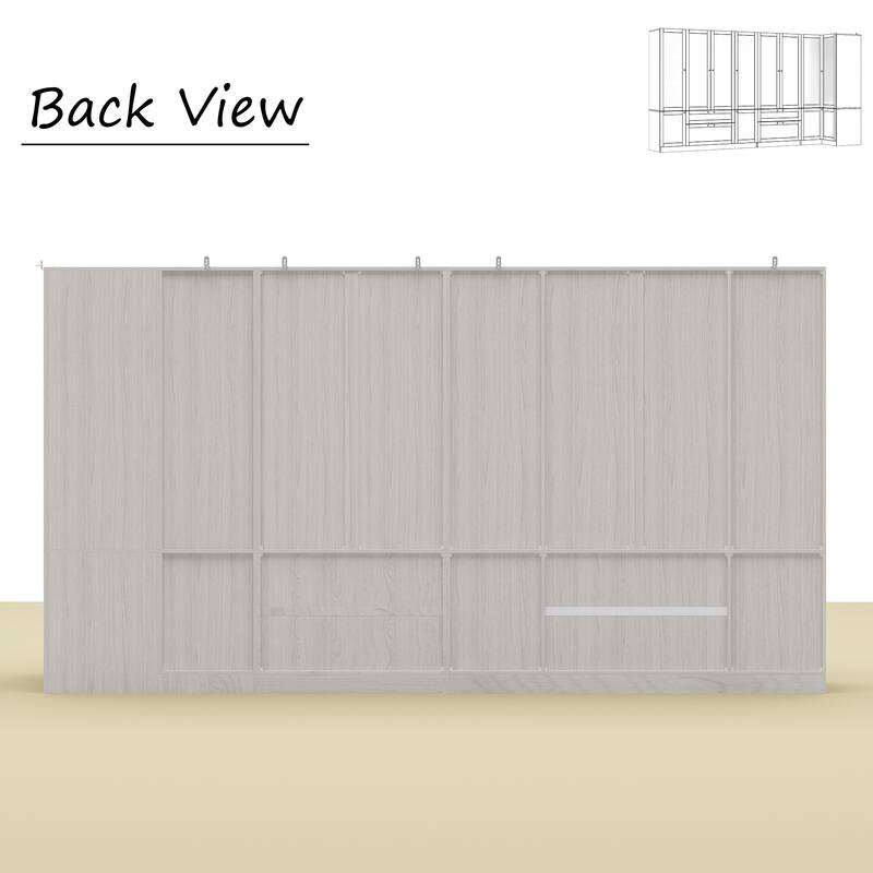Combo Elegant Light Gray Wardrobe Modular Closet Configuration Armoire