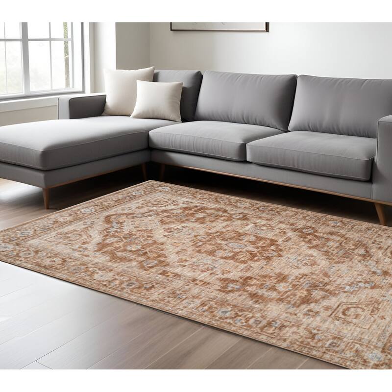 HomeRoots Floral Medallion Traditional Rectangle Area Rug - 141.00 in. x 105.00 in.  x 0.30 in.