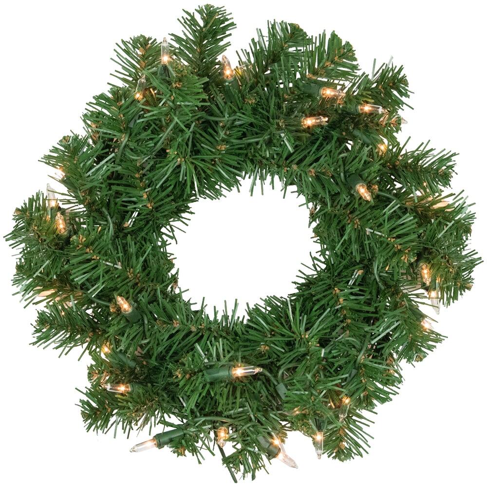 Pre-Lit Deluxe Dorchester Pine Artificial Christmas Wreath - Clear Lights