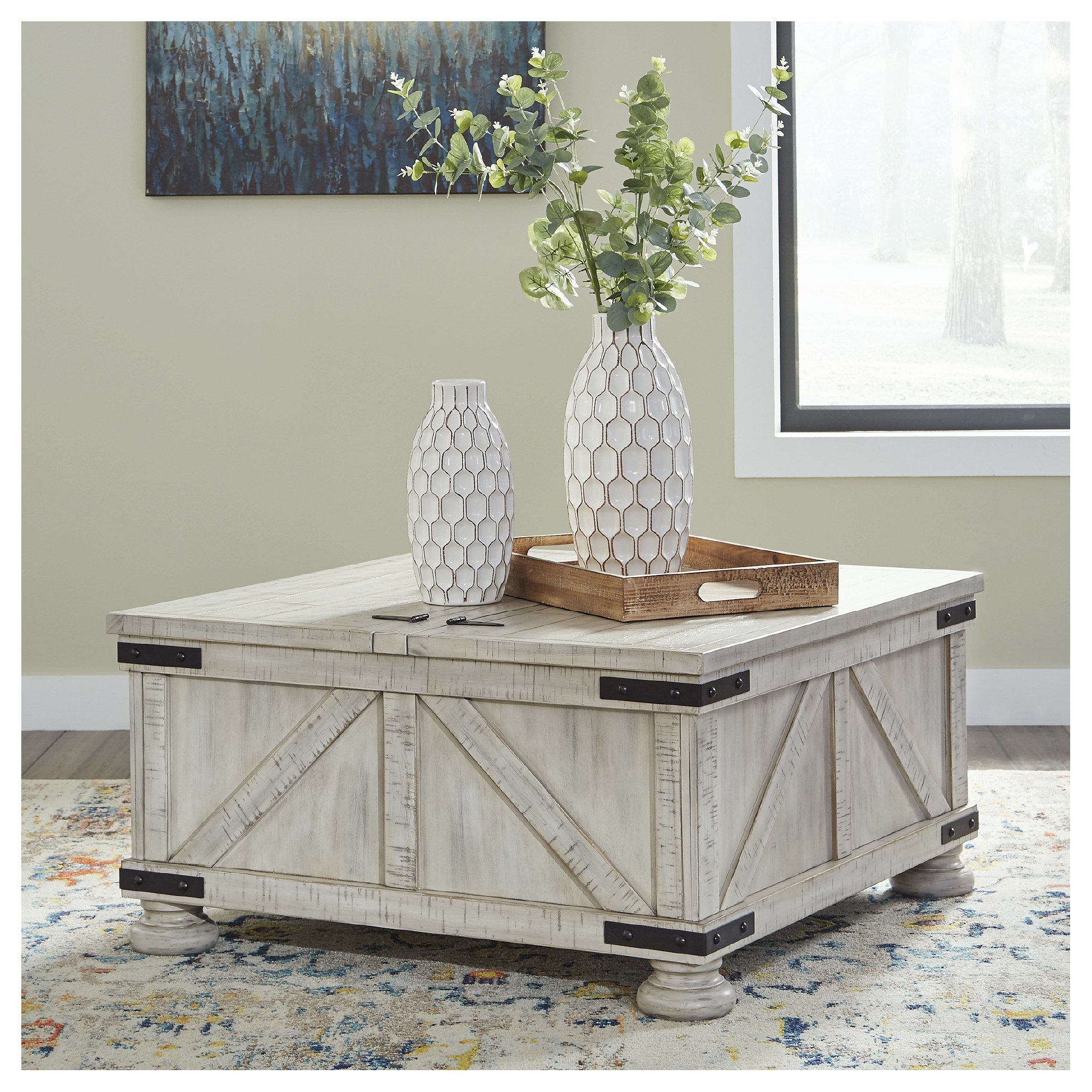 Signature Design by Ashley  Carynhurst Cocktail Table with Storage - 36"W x 36"D x 18"H