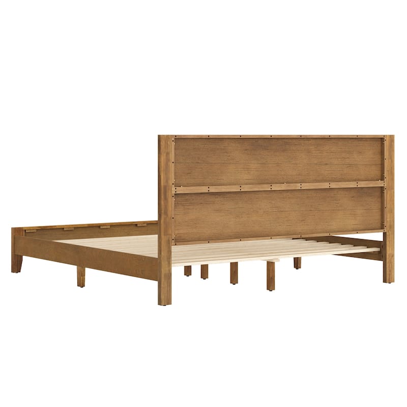 Modern Full/Queen/King Size Solid Wood Platform Bed with Headboard