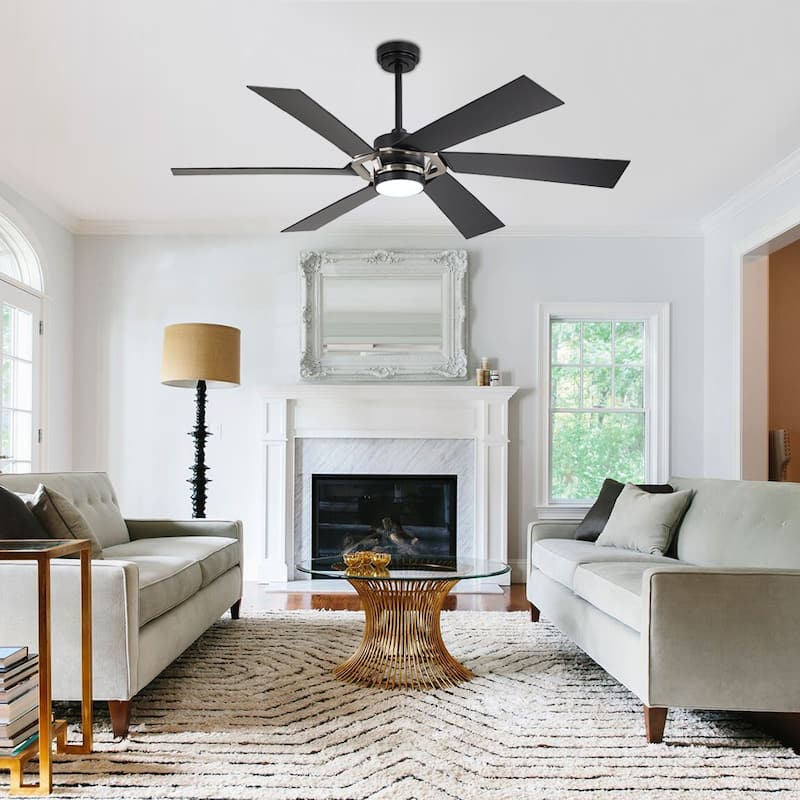 MLiAN 60 inch 6 Blades Indoor Smart Ceiling Fan with Light and Remote - 60inch - Black and Nickel