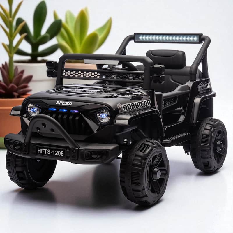 12V Kids Ride-On Electric Truck with Remote Control, 2WD, Four-Wheel Suspension, Bluetooth, MP3, LED Lights, for Ages 1-4 - Black