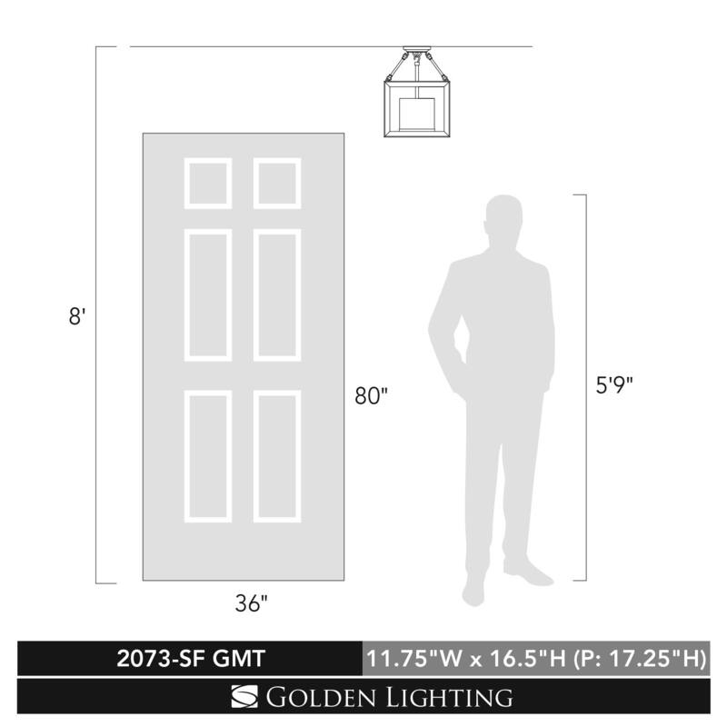 Golden Lighting Smyth 3 Light 12" Wide Semi-Flush Square Ceiling