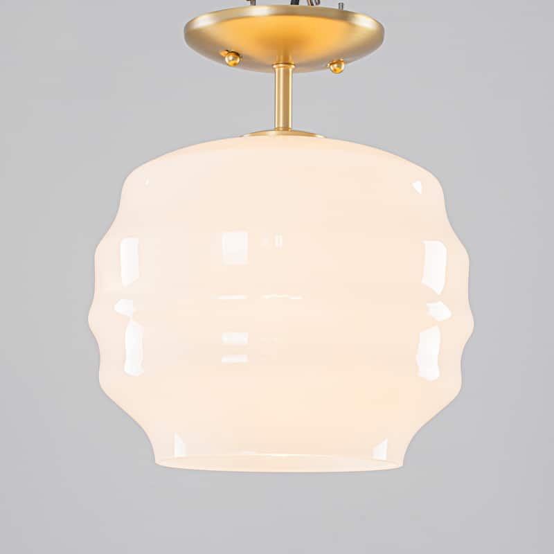 1-Light Retro Modern Glass Gold Flush Mount Ceiling Light for Living Room & Bedroom - 9.4 in. W x 11 in. H - 9.4 in. W x 11 in. H - Gold