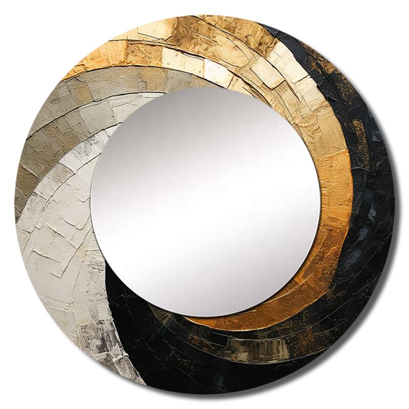 Designart "Beige Spiral Poteries I" abstract spirals Round Office Mirror - beige Modern Mirror For Wall Décor