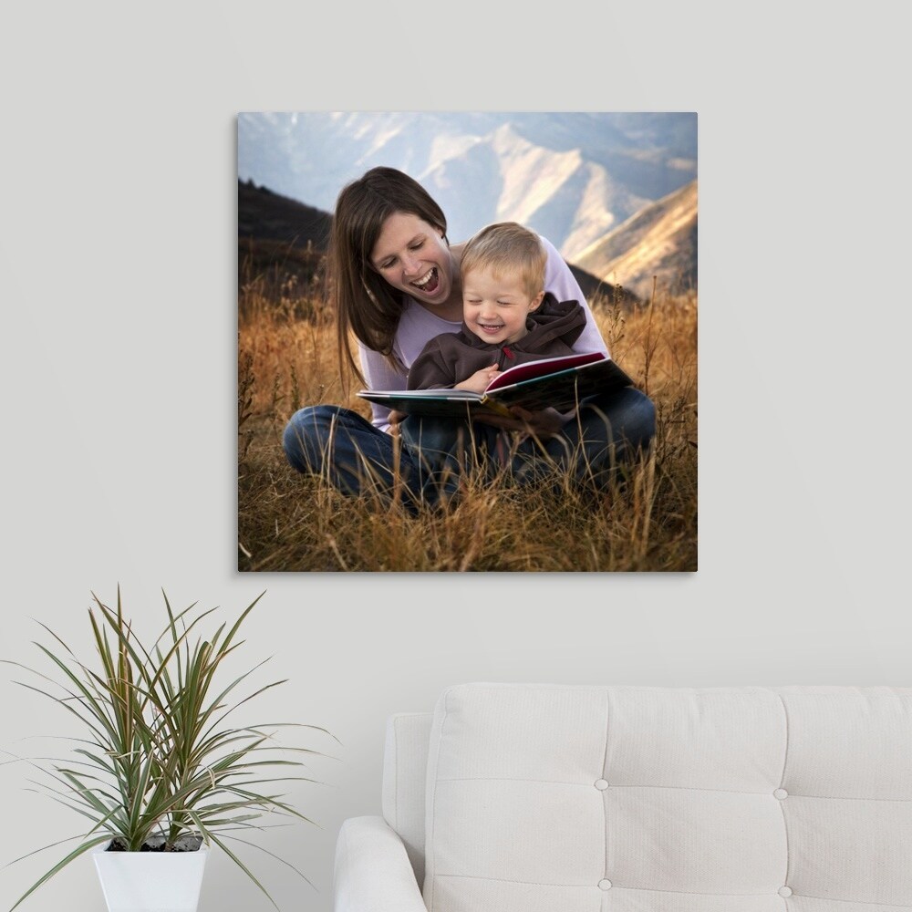 Shop Mother And Son Reading Outdoors Canvas Wall Art Free