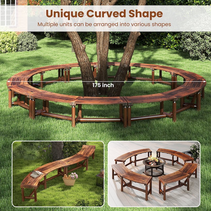 Gymax Patio Curved Bench for 2-3 People Outdoor Loveseat for Backyard