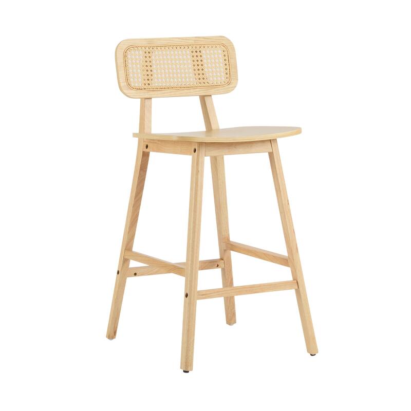 Roomfitters Bari Indoor Bentwood Barstools with Rattan Back and Solid Wood Seat, Set of 2 - Set of 2