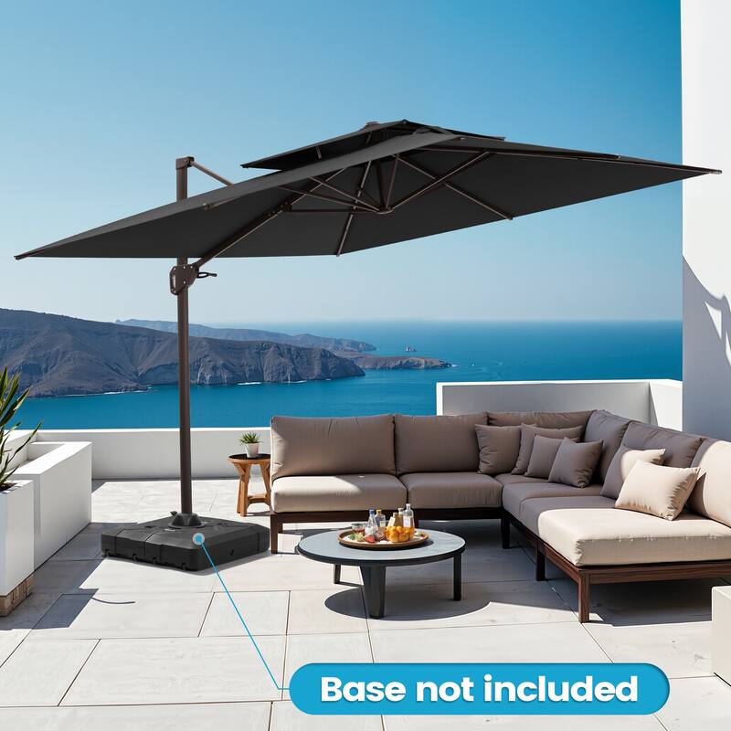 Outdoor 10FT Square Adjustable Offset Cantilever Patio Umbrella