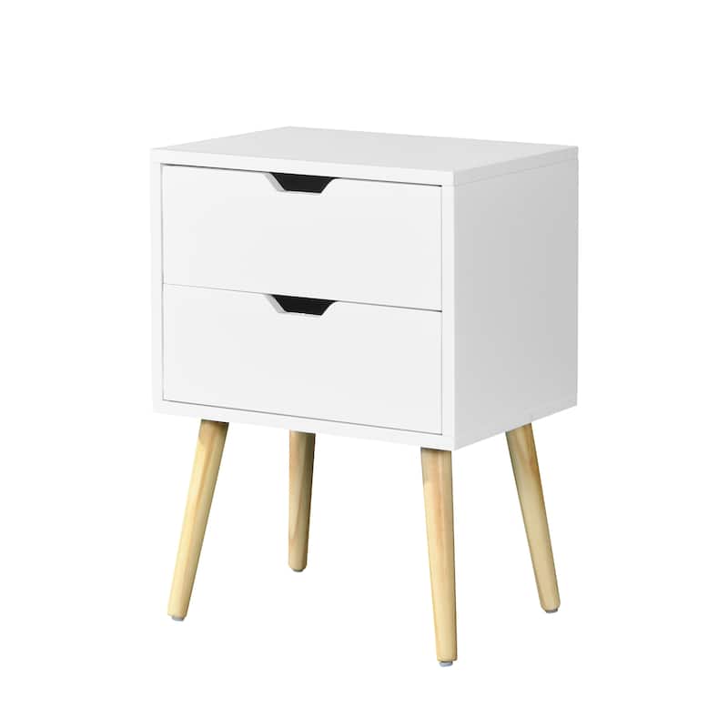 Side Table With 2 Drawer And Rubber Wood Legs Furniture